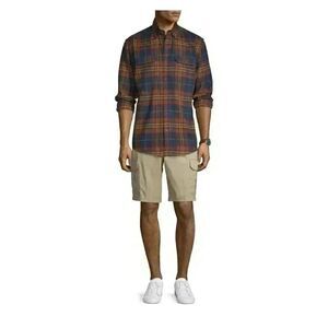 George Men's Tan Stone Wash Cotton/Spandex Cargo At the Knee Shorts NEW